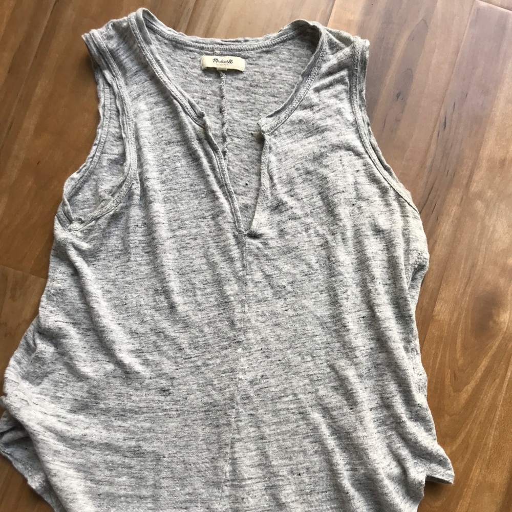 Madewell Split-neck 100% Linen Tank Top